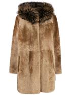 Yves Salomon Hooded Fur Coat - Nude & Neutrals