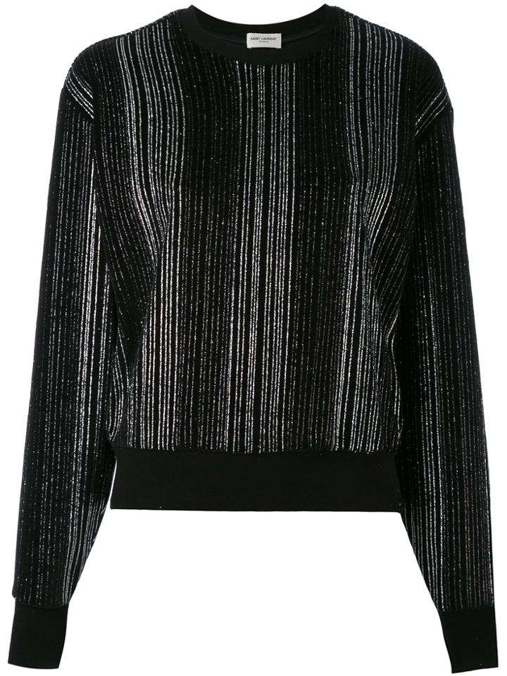 Saint Laurent Metallic Pleated Sweater - Black