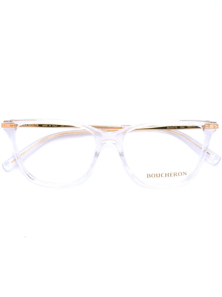 Boucheron - Rectangle Frame Glasses - Women - Acetate/metal - 52, Nude/neutrals, Acetate/metal