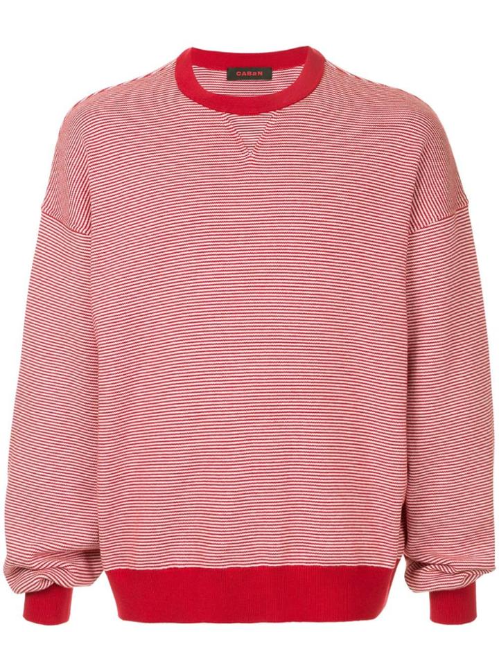Caban Oversized Striped Sweatshirt - Red