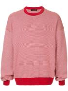 Caban Oversized Striped Sweatshirt - Red