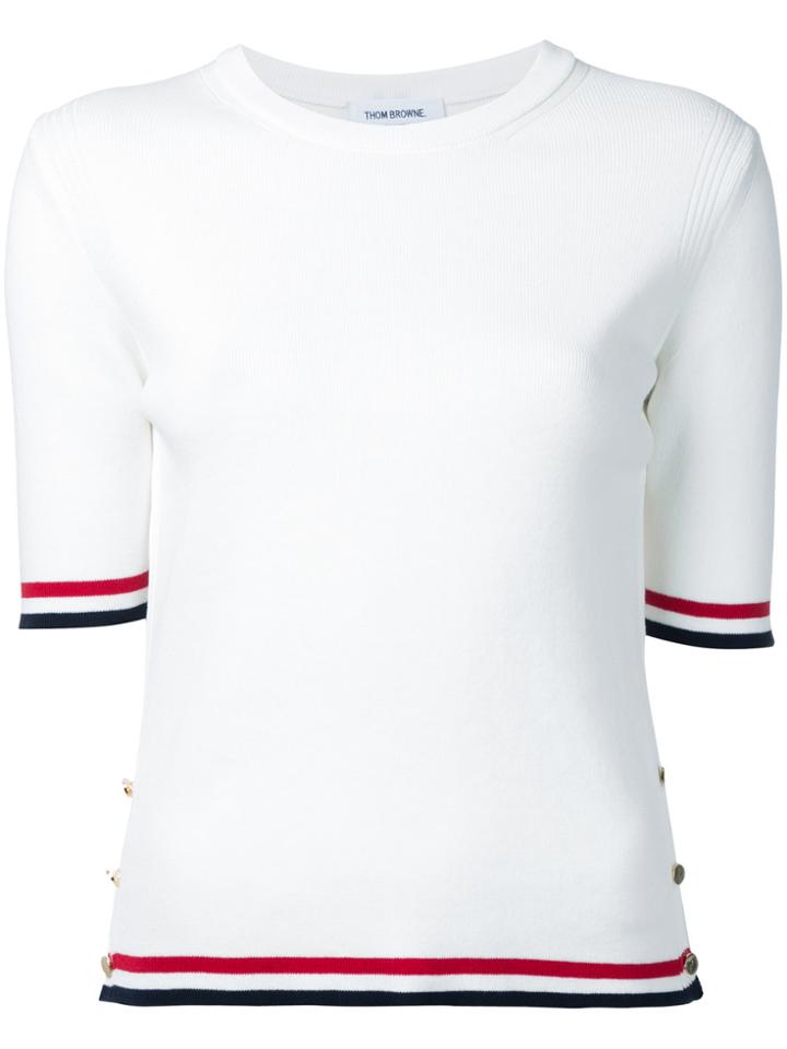 Thom Browne Striped Detail Crewneck T-shirt - White