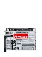 Versace Logo Newspaper Clutch - Black
