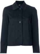 Jil Sander Navy Buttoned Boxy Fit Jacket, Women's, Size: 38, Blue, Cotton/spandex/elastane/rayon/polyester