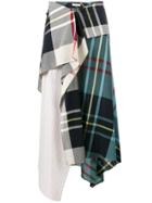 Jw Anderson Tartan Asymmetric High Waisted Skirt - White