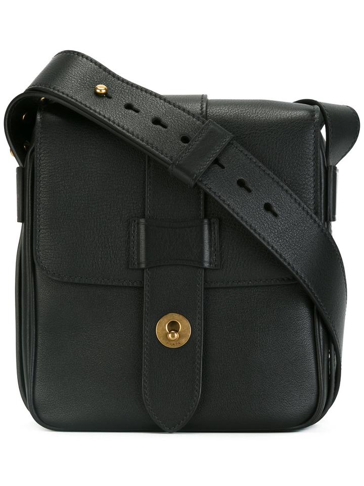Prada Front Strap Shoulder Bag, Men's, Black, Calf Leather