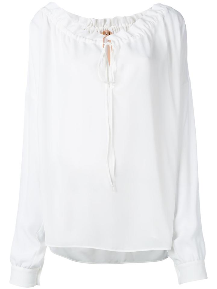 No21 Drawstring Blouse, Women's, Size: 44, White, Silk/acetate