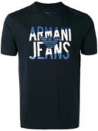 Armani Jeans Logo Print T-shirt, Men's, Size: Medium, Blue, Cotton