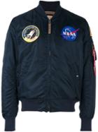 Alpha Industries 'nasa Ma-1' Bomber Jacket, Men's, Size: Large, Blue, Nylon/polyester