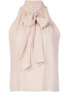 Alice+olivia Bow Tie Blouse, Women's, Size: Small, Nude/neutrals, Silk/polyester/spandex/elastane