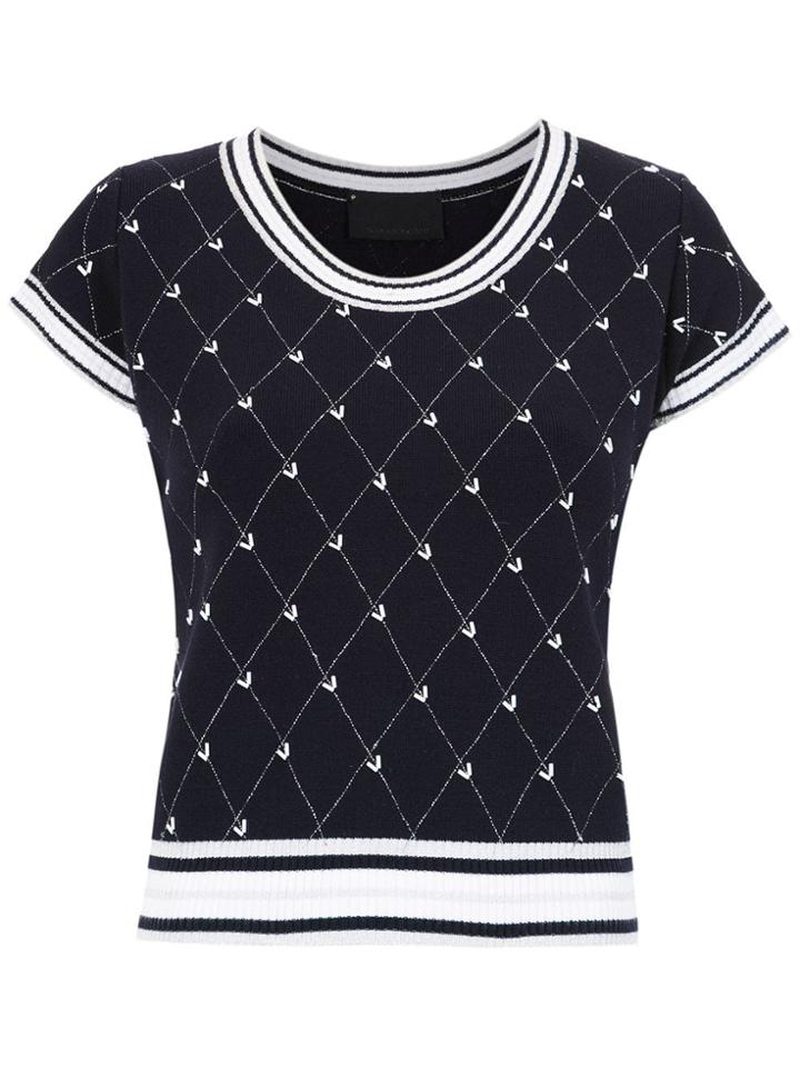 Andrea Bogosian Embroidered Knit Blouse - Blue