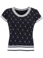 Andrea Bogosian Embroidered Knit Blouse - Blue