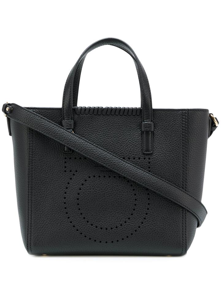 Salvatore Ferragamo Mini Embroidered Tote - Black