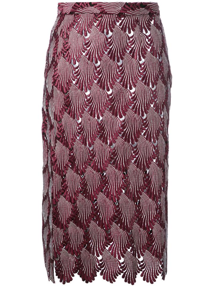 Marco De Vincenzo - Pleated Skirt - Women - Polyester/viscose - 42, Red, Polyester/viscose
