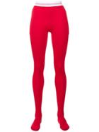 Marine Serre Logo Waistband Tights - Red
