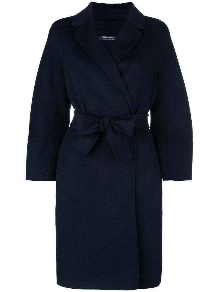 Max Mara Classic Belted Coat - Blue