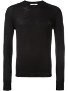 Givenchy Logo Plaque Knitted Jumper, Men's, Size: Small, Black, Wool/calf Leather