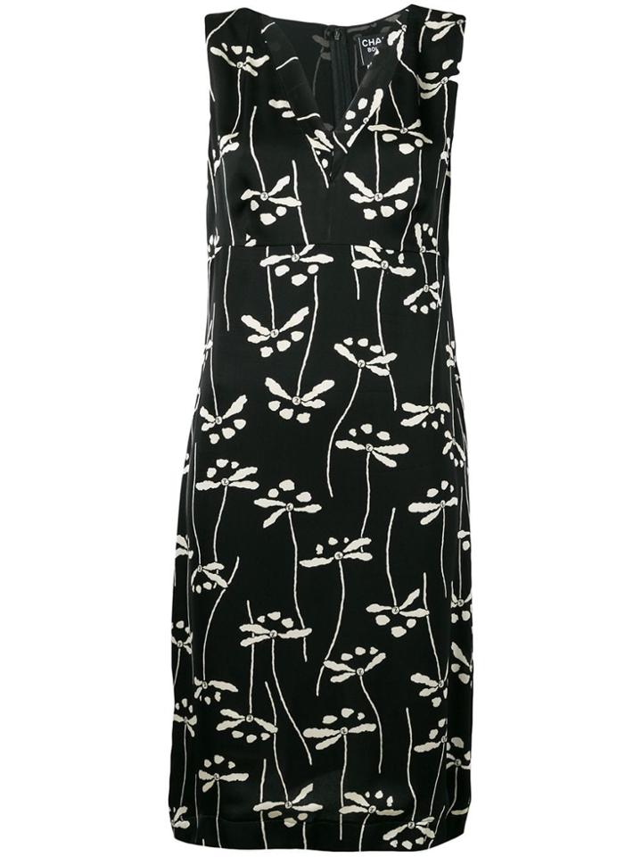 Chanel Vintage 1998 Printed Shift Dress - Black