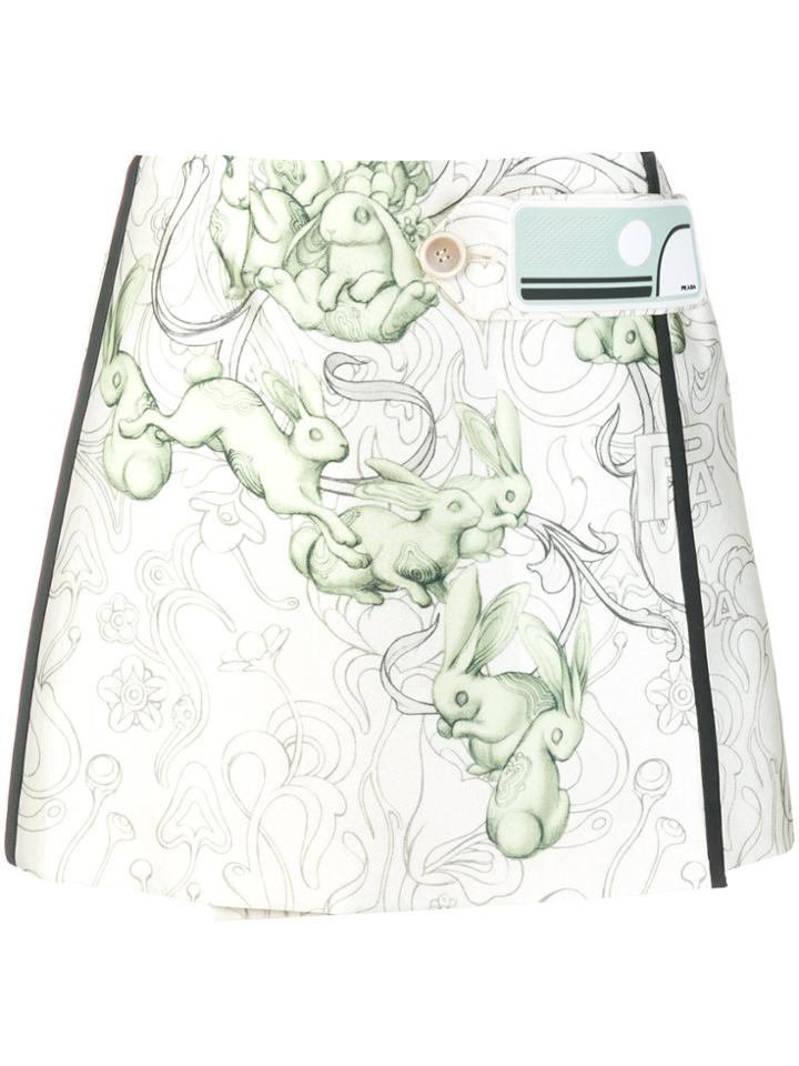 Prada Rabbit Print Mini Skirt - Multicolour
