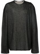 Isabel Benenato Loose Buttoned Shoulder Sweater - Grey