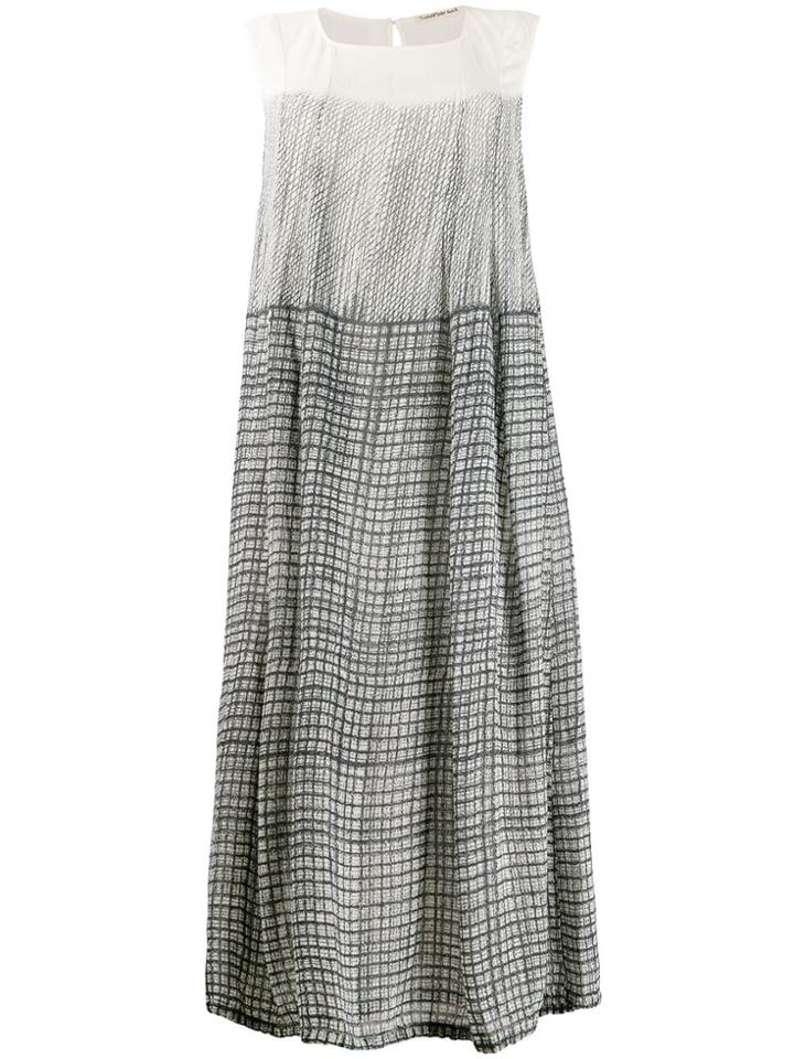 Transit Gradient Check Pattern Dress - White