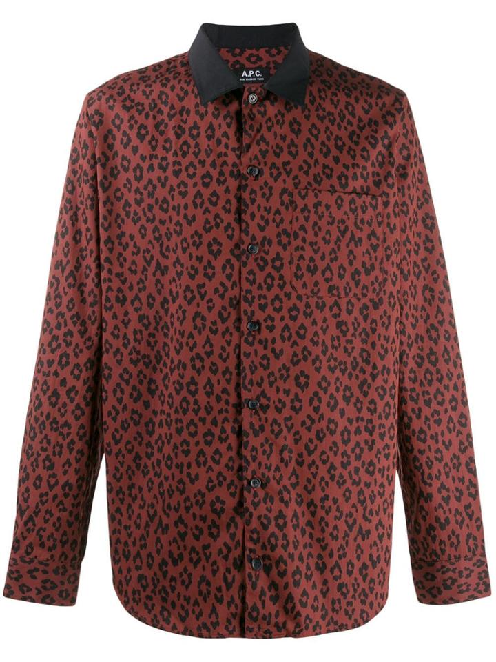 A.p.c. Leopard Print Shirt - Brown