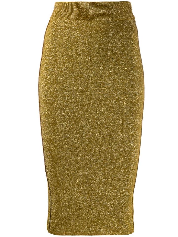 Forte Forte Metallic Finish Knitted Pencil Skirt - Gold