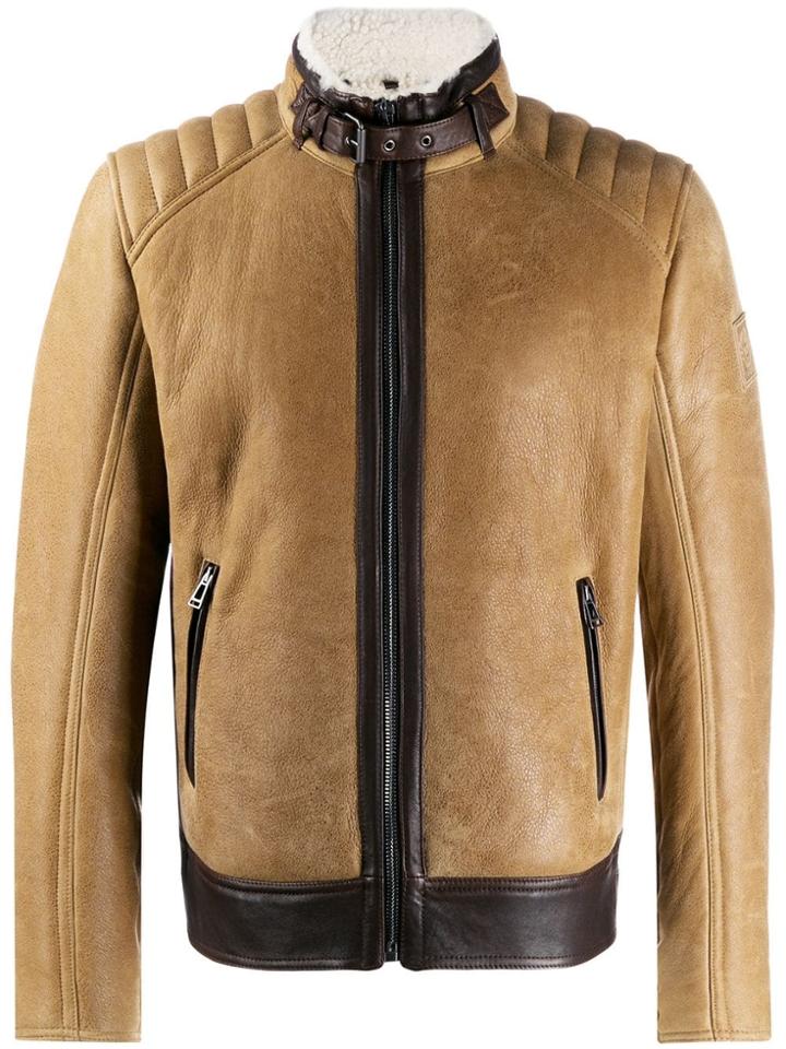 Belstaff Leather Bomber Jacket - Brown