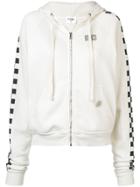 Re/done Solid Striped X Re/done Hooded Zip Sweatshirt - White