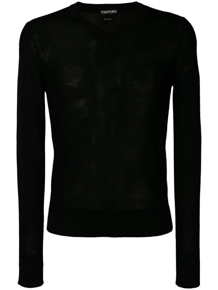 Tom Ford Open Stitch Knitted Sweater - Black