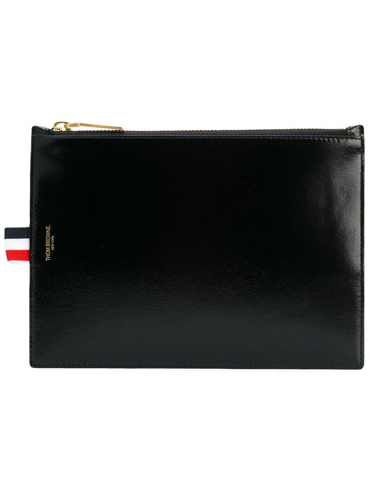 Thom Browne - Zipped Clutch - Women - Calf Leather - One Size, Women's, Black, Calf Leather