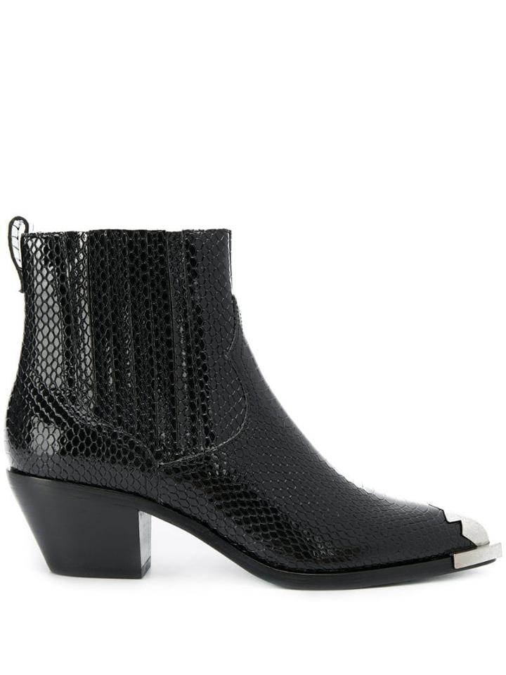 Ash Floyd Snake Print Boots - Black