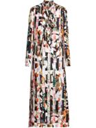 Burberry Graffiti Archive Scarf Print Silk Tie-neck Dress -