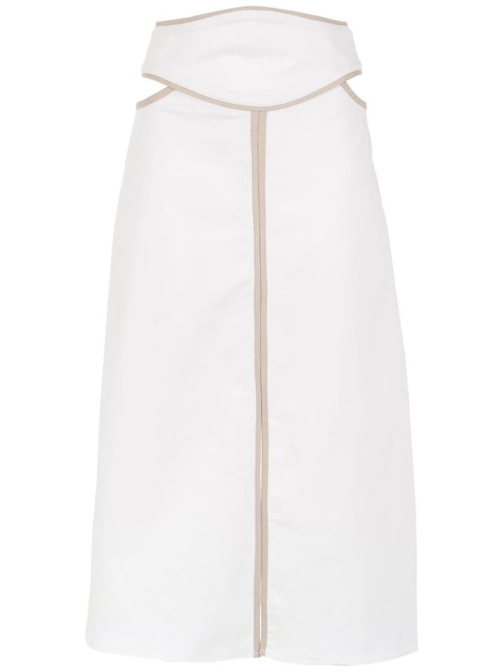 Framed Double Layer Midi Skirt - White