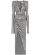 Alexandre Vauthier Plunge Neck Evening Dress - Grey
