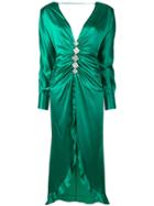 Alessandra Rich Embellished Long Asymmetric Dress - Green