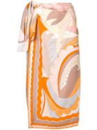 Emilio Pucci Acapulco Silk-twill Wrap Skirt - Orange