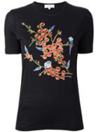 Carven Floral Embroidery T-shirt, Women's, Size: Large, Black, Cotton