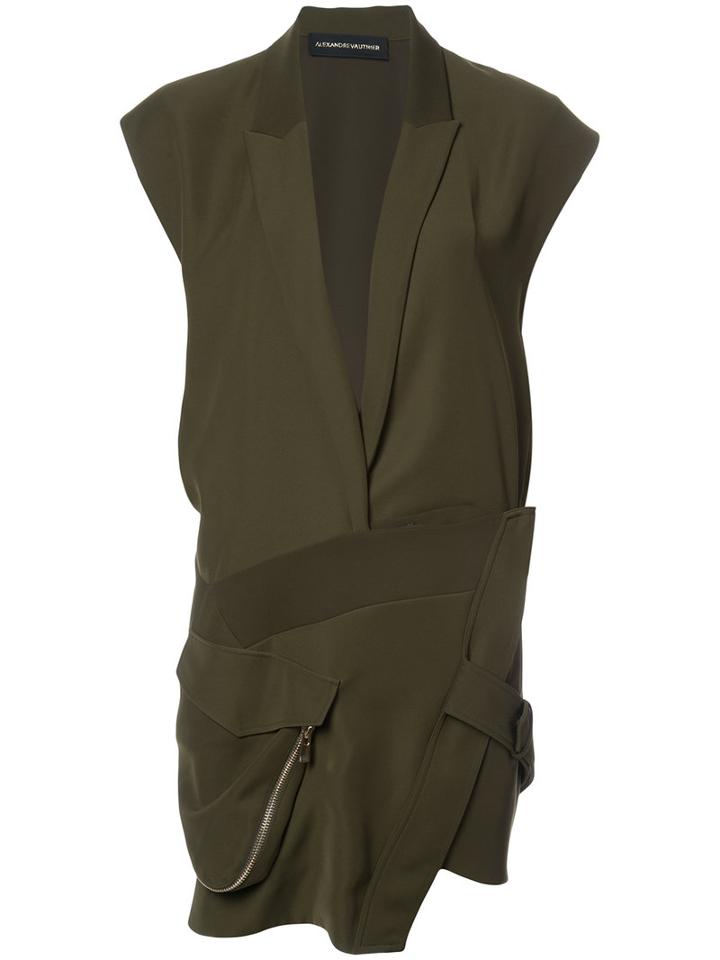 Alexandre Vauthier - Plunge Asymmetric Dress - Women - Polyester - 38, Green, Polyester