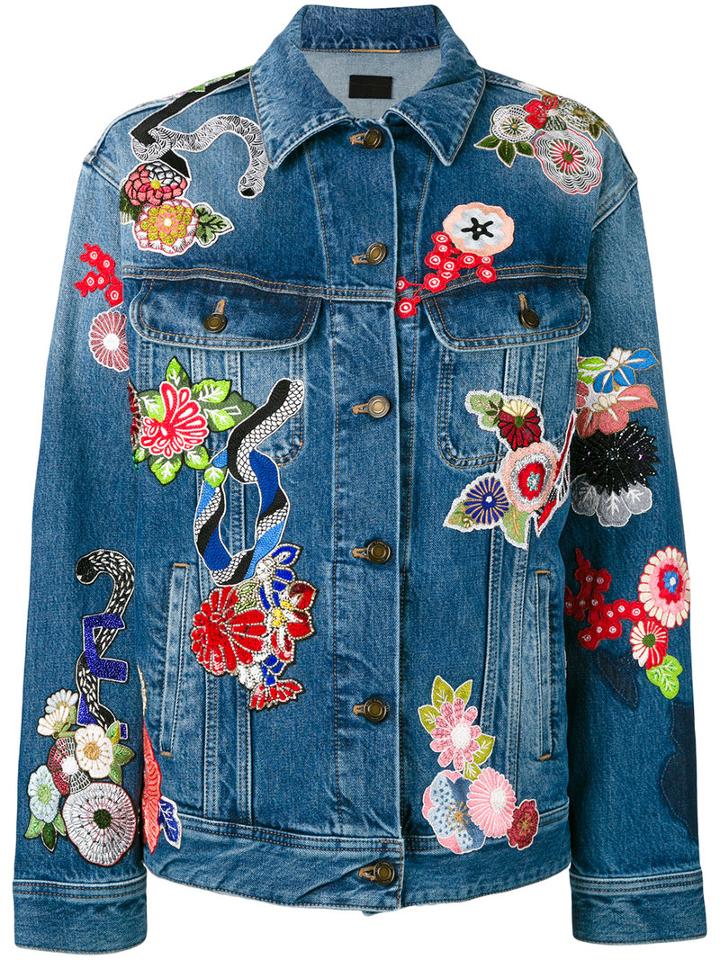 Saint Laurent - Floral Patchwork Denim Jacket - Women - Cotton - S, Women's, Blue, Cotton
