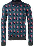 Ps By Paul Smith Geometric Pattern Pullover - Blue