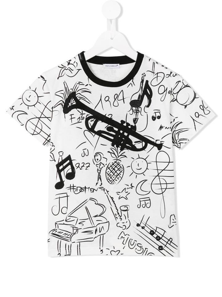Dolce & Gabbana Kids 'jazz Elements' Print T-shirt - White