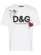 Dolce & Gabbana Logo Heart Print T Shirt - White