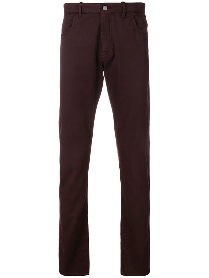 Canali Straight Leg Trousers - Pink & Purple