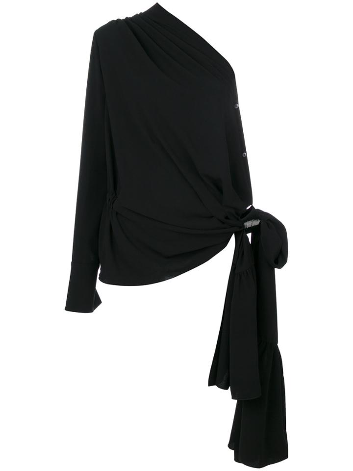 Maison Margiela One Shoulder Drape Effect Blouse - Black