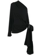 Maison Margiela One Shoulder Drape Effect Blouse - Black