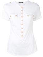 Balmain - Military Button T-shirt - Women - Cotton - 36, White, Cotton