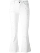J Brand Burnt Effect Cropped Jeans, Women's, Size: 24, White, Cotton/polyester/spandex/elastane