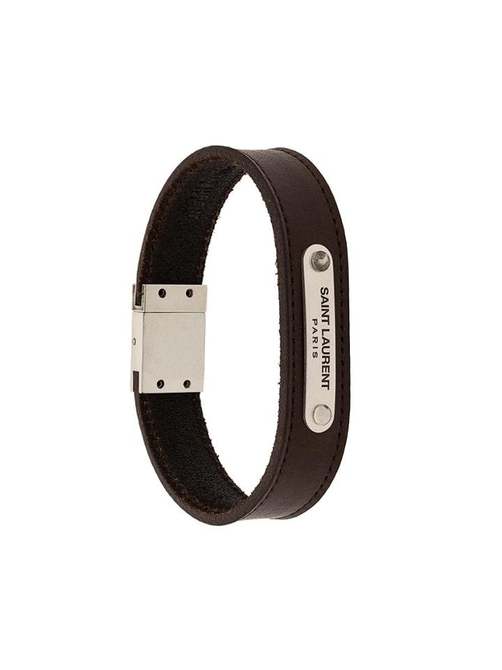 Saint Laurent Logo Plaque Bracelet - Brown