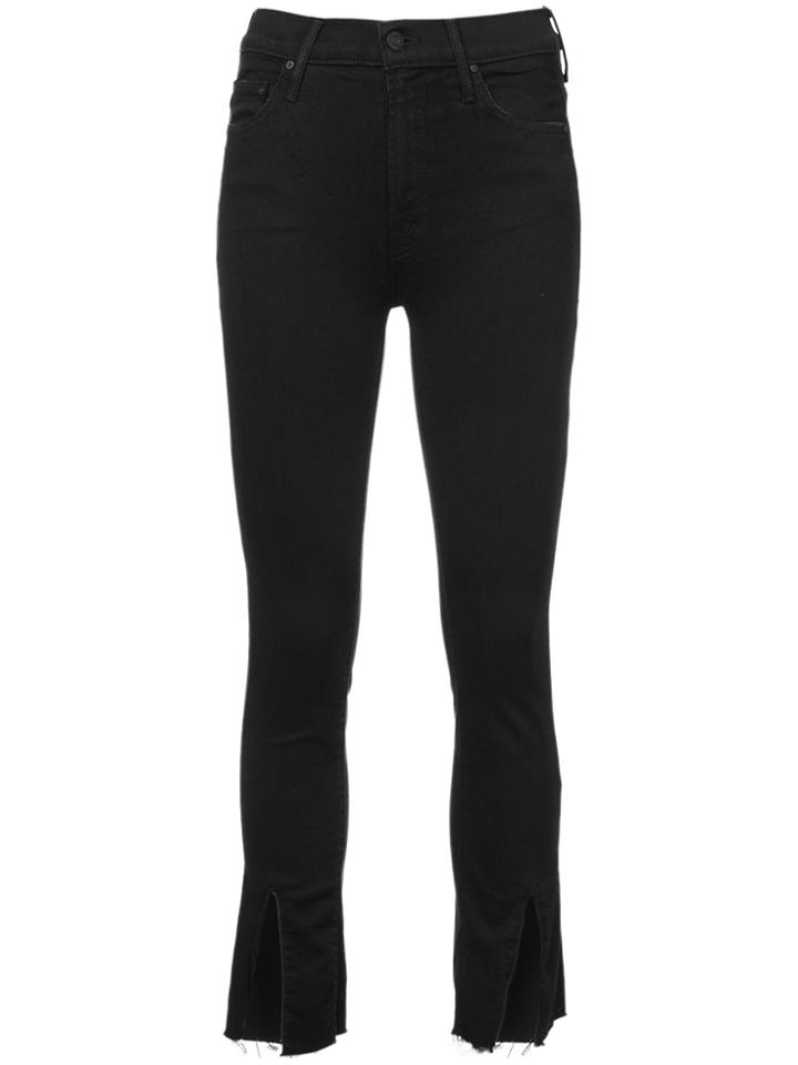 Mother Front Slit Jeans - Black